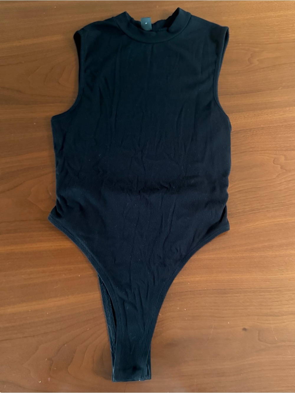 Women’s Black Ribbed One-Piece Bodysuit - Picture 4 of 7